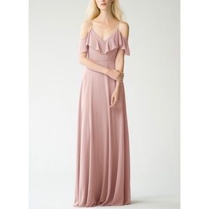 Jenny Yoo Mila Cold Shoulder Chiffon Gown